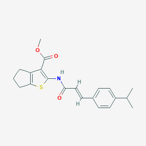 molecular formula C21H23NO3S B333597 methyl 2-{[3-(4-isopropylphenyl)acryloyl]amino}-5,6-dihydro-4H-cyclopenta[b]thiophene-3-carboxylate 