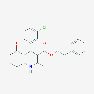 molecular formula C25H24ClNO3 B333603 2-Phenylethyl 4-(3-chlorophenyl)-2-methyl-5-oxo-1,4,5,6,7,8-hexahydroquinoline-3-carboxylate 
