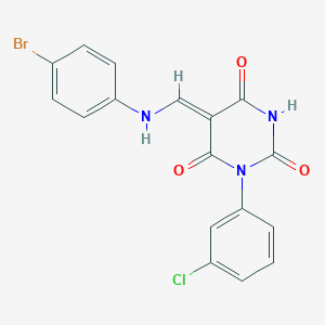 (5Z)-5-[(4-bromoanilino)methylidene]-1-(3-chlorophenyl)-1,3-diazinane-2,4,6-trione