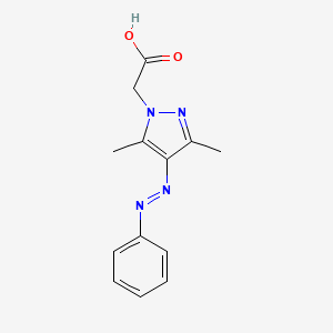 molecular formula C13H14N4O2 B3336123 (E)-2-(3,5-dimethyl-4-(phenyldiazenyl)-1H-pyrazol-1-yl)acetic acid CAS No. 1870855-76-7