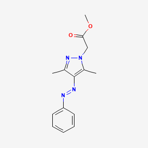 molecular formula C14H16N4O2 B3336125 甲基(E)-2-(3,5-二甲基-4-(苯偶氮基)-1H-吡唑-1-基)乙酸酯 CAS No. 1883739-29-4