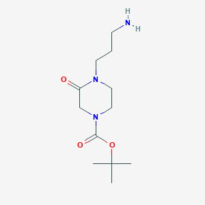 molecular formula C12H23N3O3 B3336140 4-(3-Amino-propyl)-3-oxo-piperazine-1-carboxylic acid tert-butyl ester CAS No. 198896-21-8