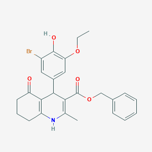 molecular formula C26H26BrNO5 B333615 Benzyl 4-(3-bromo-5-ethoxy-4-hydroxyphenyl)-2-methyl-5-oxo-1,4,5,6,7,8-hexahydro-3-quinolinecarboxylate 