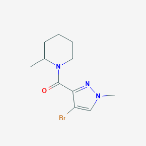 molecular formula C11H16BrN3O B333617 1-[(4-bromo-1-methyl-1H-pyrazol-3-yl)carbonyl]-2-methylpiperidine 