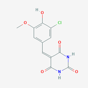 molecular formula C12H9ClN2O5 B333628 5-(3-chloro-4-hydroxy-5-methoxybenzylidene)pyrimidine-2,4,6(1H,3H,5H)-trione 