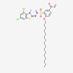 molecular formula C31H43Cl2N3O5S2 B3336347 3-[[(E)-(4,6-dichloro-3-methyl-1,3-benzothiazol-2-ylidene)amino]sulfamoyl]-4-hexadecoxybenzoic acid CAS No. 24096-84-2