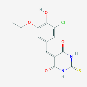 molecular formula C13H11ClN2O4S B333635 5-(3-chloro-5-ethoxy-4-hydroxybenzylidene)-2-thioxodihydro-4,6(1H,5H)-pyrimidinedione 