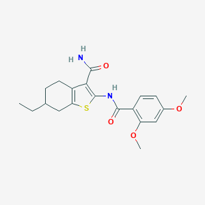 molecular formula C20H24N2O4S B333641 2-[(2,4-Dimethoxybenzoyl)amino]-6-ethyl-4,5,6,7-tetrahydro-1-benzothiophene-3-carboxamide 