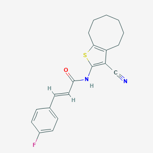(2E)-N-(3-cyano-4,5,6,7,8,9-hexahydrocycloocta[b]thiophen-2-yl)-3-(4-fluorophenyl)prop-2-enamide