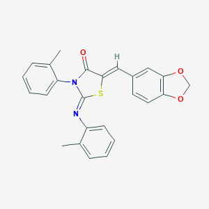 molecular formula C25H20N2O3S B333650 5-(1,3-Benzodioxol-5-ylmethylene)-3-(2-methylphenyl)-2-[(2-methylphenyl)imino]-1,3-thiazolidin-4-one 