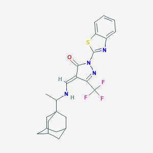 molecular formula C24H25F3N4OS B333651 (4E)-4-[[1-(1-adamantyl)ethylamino]methylidene]-2-(1,3-benzothiazol-2-yl)-5-(trifluoromethyl)pyrazol-3-one 