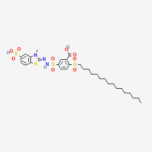 molecular formula C31H45N3O9S4 B3336524 2-Hexadecylsulfonyl-5-[[(3-methyl-5-sulfo-benzothiazol-2-ylidene)amino]sulfamoyl]benzoic acid CAS No. 29338-10-1