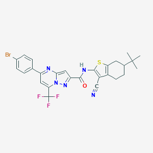 molecular formula C27H23BrF3N5OS B333654 5-(4-bromophenyl)-N-(6-tert-butyl-3-cyano-4,5,6,7-tetrahydro-1-benzothien-2-yl)-7-(trifluoromethyl)pyrazolo[1,5-a]pyrimidine-2-carboxamide 