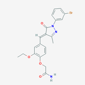 molecular formula C21H20BrN3O4 B333655 2-(4-{[1-(3-bromophenyl)-3-methyl-5-oxo-1,5-dihydro-4H-pyrazol-4-ylidene]methyl}-2-ethoxyphenoxy)acetamide 