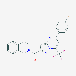 molecular formula C23H16BrF3N4O B333660 2-{[5-(4-Bromophenyl)-7-(trifluoromethyl)pyrazolo[1,5-a]pyrimidin-2-yl]carbonyl}-1,2,3,4-tetrahydroisoquinoline 