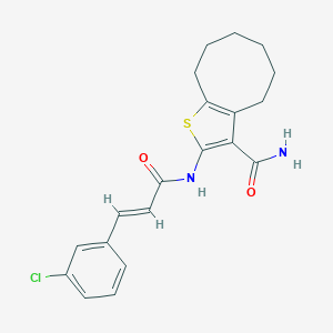 molecular formula C20H21ClN2O2S B333664 2-{[3-(3-Chlorophenyl)acryloyl]amino}-4,5,6,7,8,9-hexahydrocycloocta[b]thiophene-3-carboxamide 