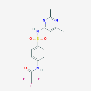 molecular formula C14H13F3N4O3S B333666 N-[4-(2,6-Dimethyl-pyrimidin-4-ylsulfamoyl)-phenyl]-2,2,2-trifluoro-acetamide 