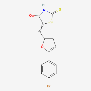 molecular formula C14H8BrNO2S2 B3336675 (5Z)-5-{[5-(4-Bromophenyl)-2-furyl]methylene}-2-thioxo-1,3-thiazolidin-4-one CAS No. 35274-39-6