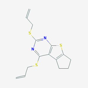 molecular formula C15H16N2S3 B333673 2,4-bis(allylsulfanyl)-6,7-dihydro-5H-cyclopenta[4,5]thieno[2,3-d]pyrimidine 