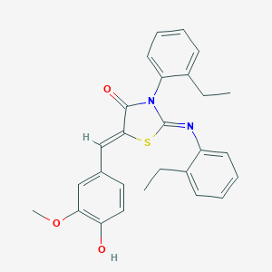 molecular formula C27H26N2O3S B333679 3-(2-Ethylphenyl)-2-[(2-ethylphenyl)imino]-5-(4-hydroxy-3-methoxybenzylidene)-1,3-thiazolidin-4-one 
