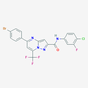 molecular formula C20H10BrClF4N4O B333685 5-(4-bromophenyl)-N-(4-chloro-3-fluorophenyl)-7-(trifluoromethyl)pyrazolo[1,5-a]pyrimidine-2-carboxamide 