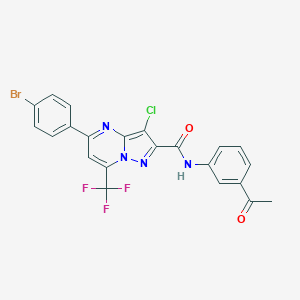 molecular formula C22H13BrClF3N4O2 B333688 N-(3-acetylphenyl)-5-(4-bromophenyl)-3-chloro-7-(trifluoromethyl)pyrazolo[1,5-a]pyrimidine-2-carboxamide 
