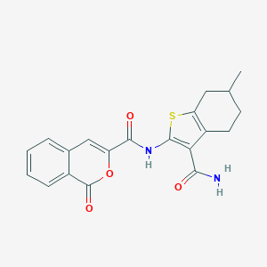 molecular formula C20H18N2O4S B333691 N-(3-carbamoyl-6-methyl-4,5,6,7-tetrahydro-1-benzothiophen-2-yl)-1-oxo-1H-isochromene-3-carboxamide 