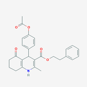 molecular formula C27H27NO5 B333693 2-Phenylethyl 4-[4-(acetyloxy)phenyl]-2-methyl-5-oxo-1,4,5,6,7,8-hexahydro-3-quinolinecarboxylate 