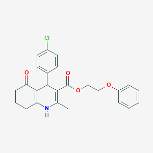 molecular formula C25H24ClNO4 B333694 2-Phenoxyethyl 4-(4-chlorophenyl)-2-methyl-5-oxo-1,4,5,6,7,8-hexahydroquinoline-3-carboxylate 