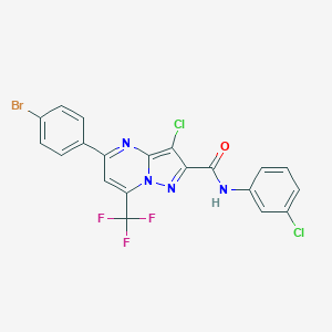 molecular formula C20H10BrCl2F3N4O B333696 5-(4-bromophenyl)-3-chloro-N-(3-chlorophenyl)-7-(trifluoromethyl)pyrazolo[1,5-a]pyrimidine-2-carboxamide 
