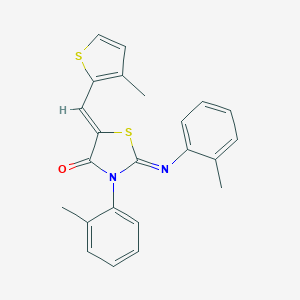 molecular formula C23H20N2OS2 B333698 3-(2-Methylphenyl)-2-[(2-methylphenyl)imino]-5-[(3-methyl-2-thienyl)methylene]-1,3-thiazolidin-4-one 