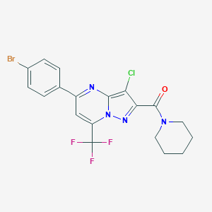 molecular formula C19H15BrClF3N4O B333705 5-(4-Bromophenyl)-3-chloro-2-(1-piperidinylcarbonyl)-7-(trifluoromethyl)pyrazolo[1,5-a]pyrimidine 