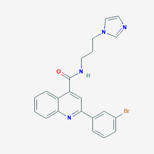 molecular formula C22H19BrN4O B333706 2-(3-bromophenyl)-N-[3-(1H-imidazol-1-yl)propyl]quinoline-4-carboxamide 