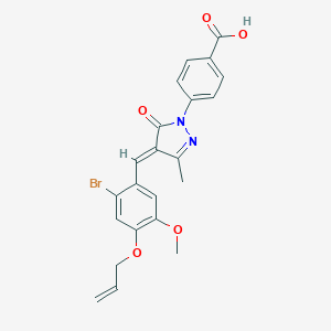 molecular formula C22H19BrN2O5 B333710 4-{4-[4-(allyloxy)-2-bromo-5-methoxybenzylidene]-3-methyl-5-oxo-4,5-dihydro-1H-pyrazol-1-yl}benzoic acid 