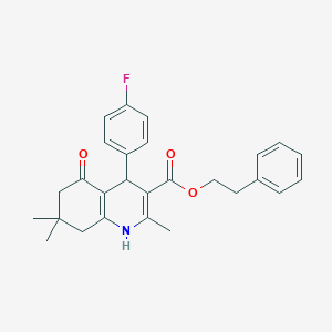 2-Phenylethyl 4-(4-fluorophenyl)-2,7,7-trimethyl-5-oxo-1,4,5,6,7,8-hexahydro-3-quinolinecarboxylate