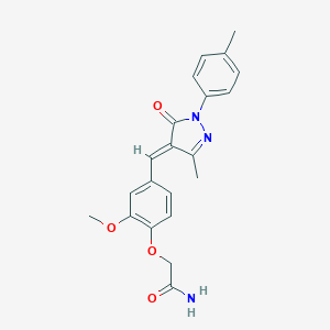 molecular formula C21H21N3O4 B333714 2-(2-methoxy-4-{[3-methyl-1-(4-methylphenyl)-5-oxo-1,5-dihydro-4H-pyrazol-4-ylidene]methyl}phenoxy)acetamide 