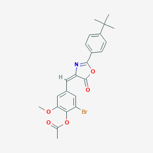 molecular formula C23H22BrNO5 B333716 2-bromo-4-[(2-(4-tert-butylphenyl)-5-oxo-1,3-oxazol-4(5H)-ylidene)methyl]-6-methoxyphenyl acetate 