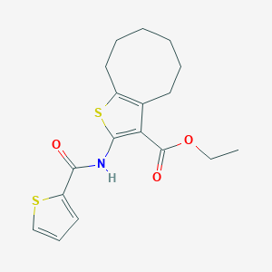 molecular formula C18H21NO3S2 B333719 Ethyl 2-[(thiophen-2-ylcarbonyl)amino]-4,5,6,7,8,9-hexahydrocycloocta[b]thiophene-3-carboxylate 