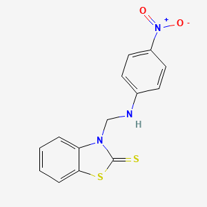 molecular formula C14H11N3O2S2 B3337266 2(3h)-Benzothiazolethione, 3-[[(4-nitrophenyl)amino]methyl]- CAS No. 60431-65-4