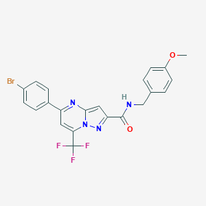 molecular formula C22H16BrF3N4O2 B333728 5-(4-bromophenyl)-N-(4-methoxybenzyl)-7-(trifluoromethyl)pyrazolo[1,5-a]pyrimidine-2-carboxamide 