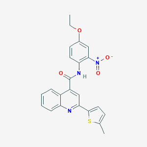 molecular formula C23H19N3O4S B333742 N-(4-ethoxy-2-nitrophenyl)-2-(5-methylthiophen-2-yl)quinoline-4-carboxamide 