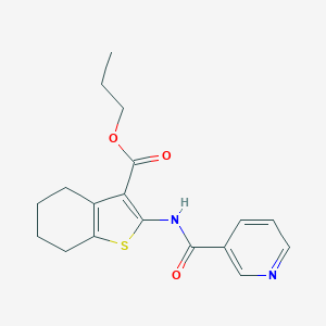 molecular formula C18H20N2O3S B333749 Propyl 2-[(3-pyridinylcarbonyl)amino]-4,5,6,7-tetrahydro-1-benzothiophene-3-carboxylate 