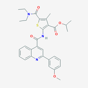molecular formula C31H33N3O5S B333750 Isopropyl 5-[(diethylamino)carbonyl]-2-({[2-(3-methoxyphenyl)-4-quinolinyl]carbonyl}amino)-4-methyl-3-thiophenecarboxylate 