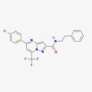 molecular formula C22H16BrF3N4O B333751 5-(4-bromophenyl)-N-(2-phenylethyl)-7-(trifluoromethyl)pyrazolo[1,5-a]pyrimidine-2-carboxamide 