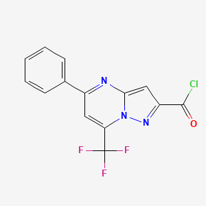 molecular formula C14H7ClF3N3O B3337572 5-Phenyl-7-(trifluoromethyl)pyrazolo[1,5-a]pyrimidine-2-carbonyl chloride CAS No. 696649-33-9