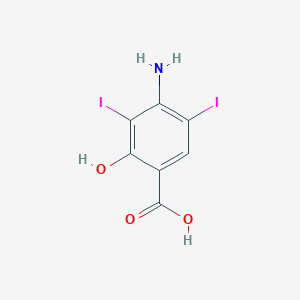 molecular formula C7H5I2NO3 B3337688 4-Amino-2-hydroxy-3,5-diiodobenzoic acid CAS No. 74764-64-0