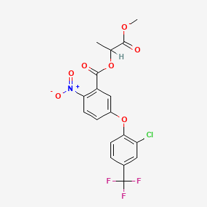molecular formula C18H13ClF3NO7 B3337705 Benzoic acid, 5-(2-chloro-4-(trifluoromethyl)phenoxy)-2-nitro-, 2-methoxy-1-methyl-2-oxoethyl ester CAS No. 77509-33-2