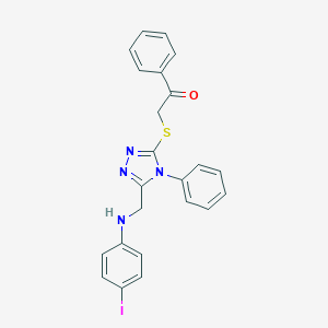 molecular formula C23H19IN4OS B333779 2-({5-[(4-iodoanilino)methyl]-4-phenyl-4H-1,2,4-triazol-3-yl}sulfanyl)-1-phenylethanone 