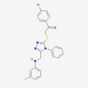 molecular formula C24H21BrN4OS B333782 1-(4-bromophenyl)-2-[(5-{[(3-methylphenyl)amino]methyl}-4-phenyl-4H-1,2,4-triazol-3-yl)sulfanyl]ethanone 