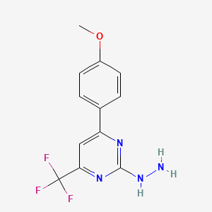 molecular formula C12H11F3N4O B3337831 2-Hydrazinyl-4-(4-methoxyphenyl)-6-(trifluoromethyl)pyrimidine CAS No. 832737-33-4